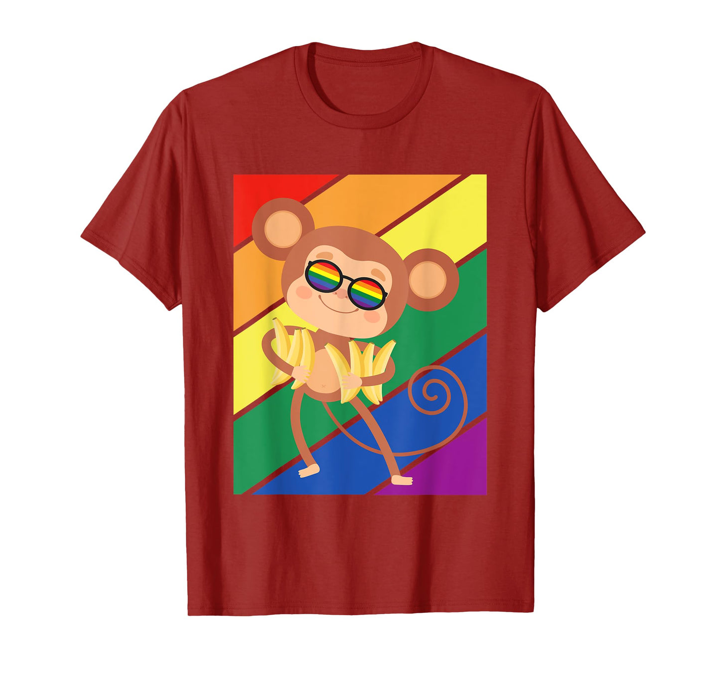 LGBTQ Flag Gay Pride Month Rainbow Monkey With LGBT Glasses T-Shirt