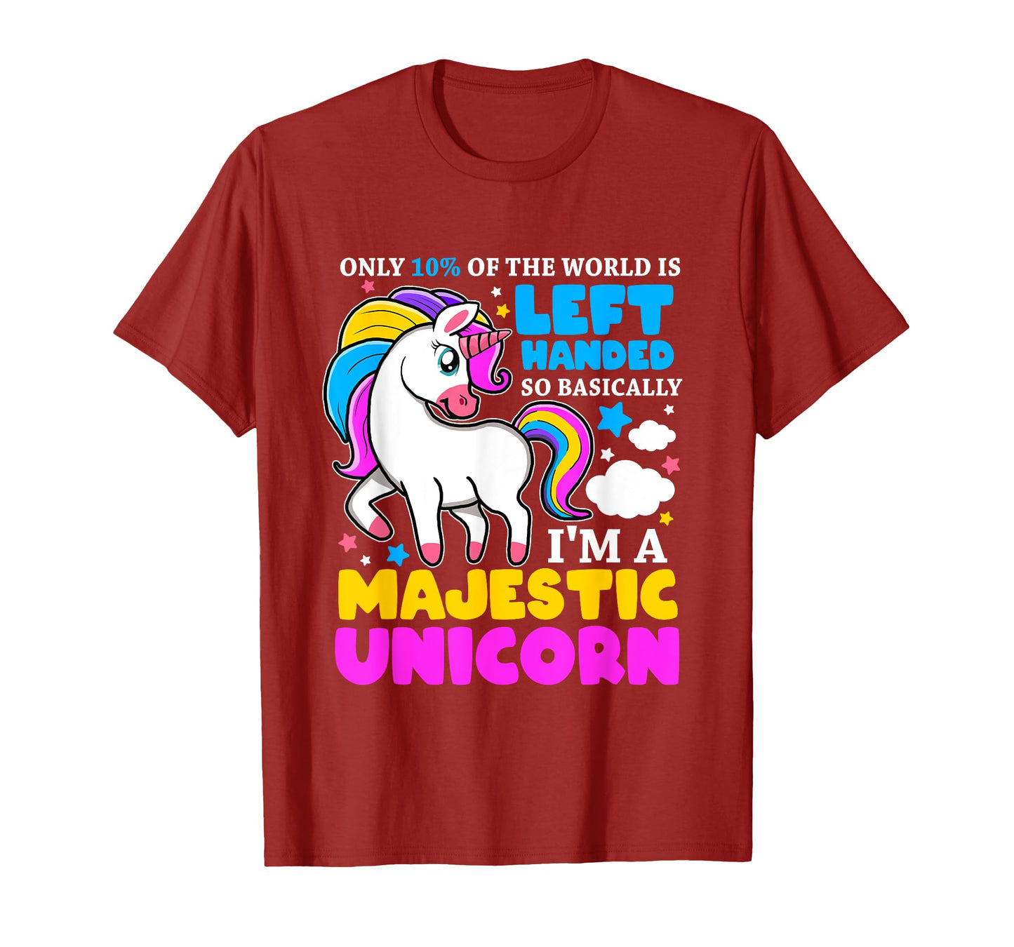 Only 2% Of The World Is Left Handed I'm A Majestic Unicorn T-Shirt