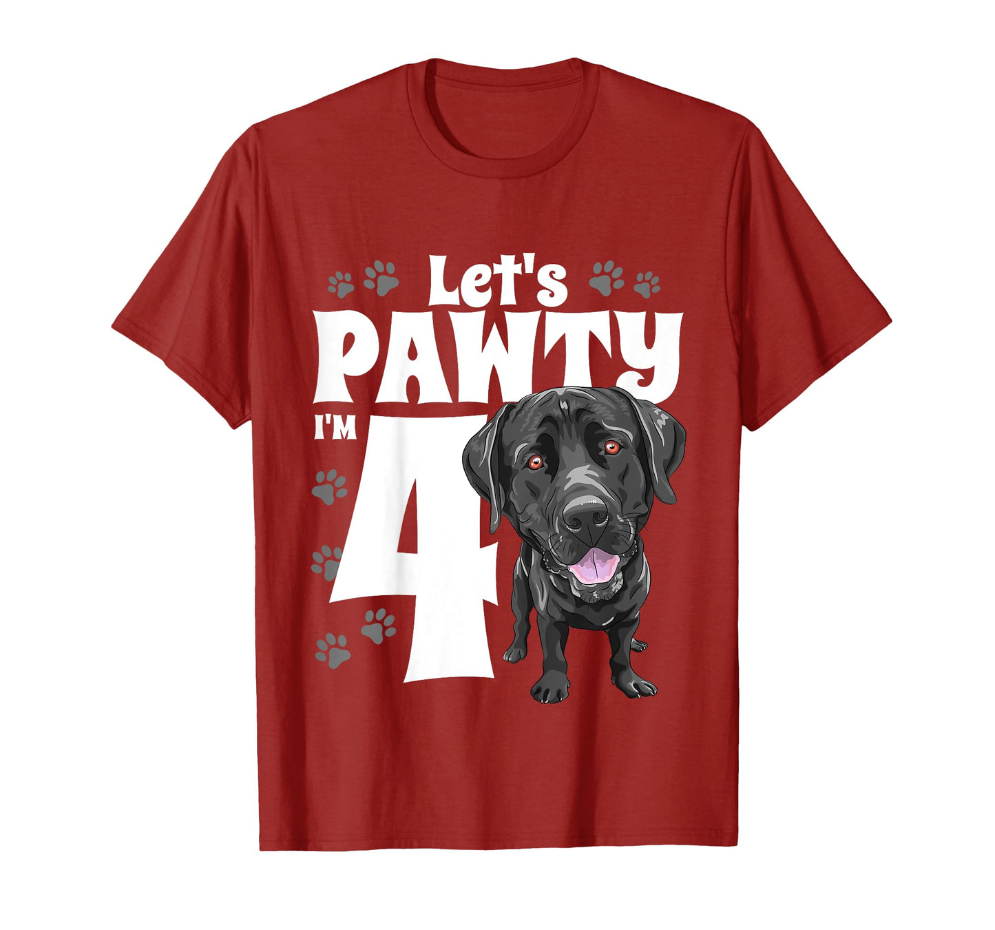 4 Year Old Black Lab Dog Birthday Pawty Labrador 4th Gift T-Shirt