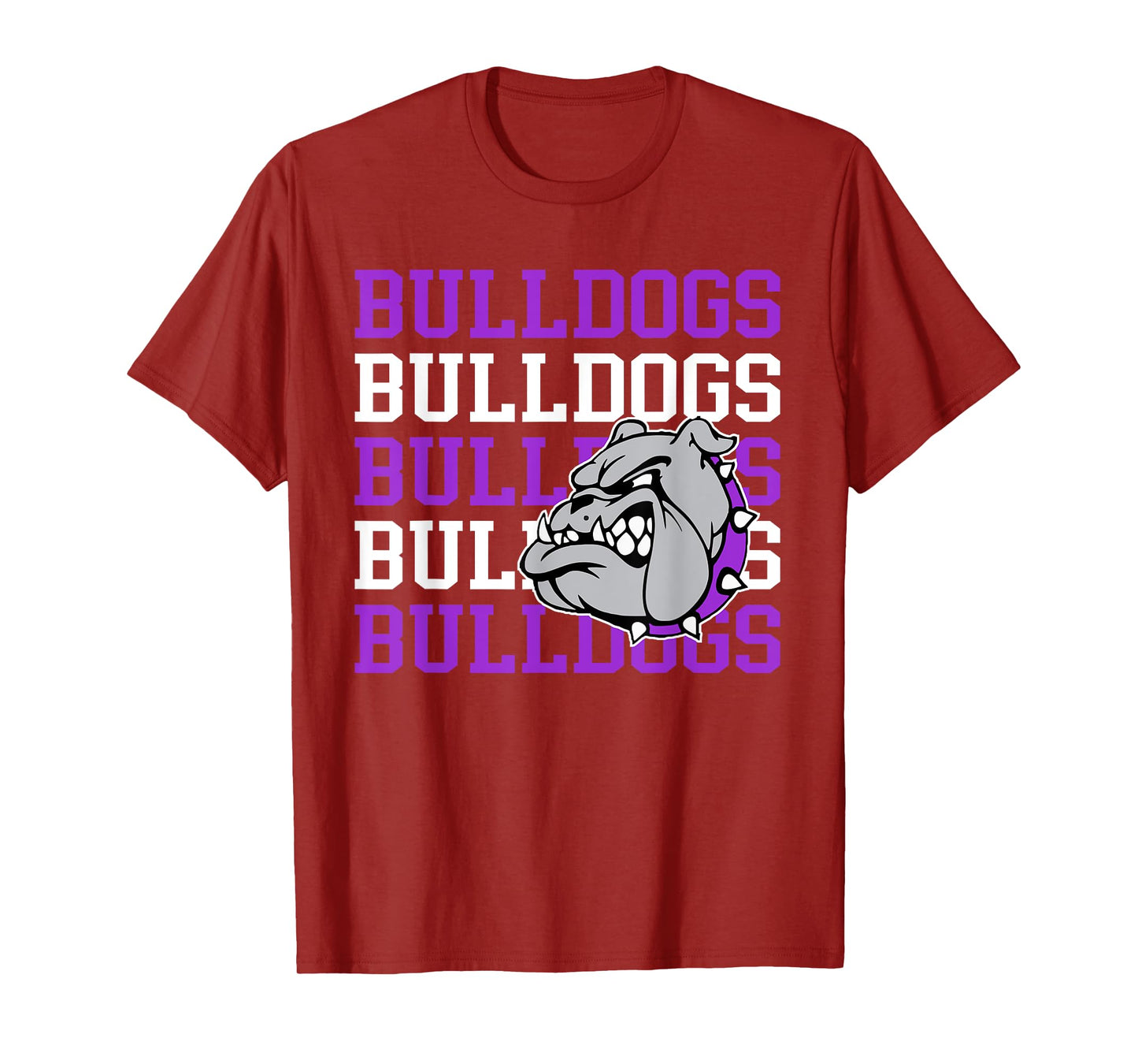 Purple Bulldogs School Spirit Bulldog Mascot Teacher Bulldog T-Shirt
