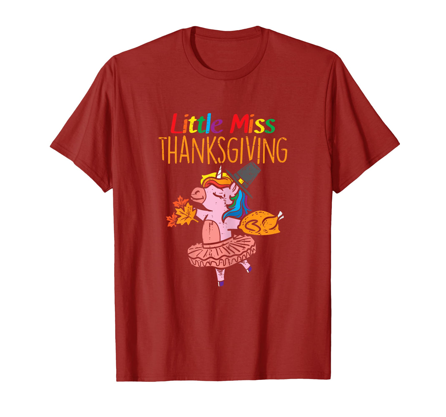 Unicorn Little Miss Thanksgiving Cute Toddler Kids Girls T-Shirt