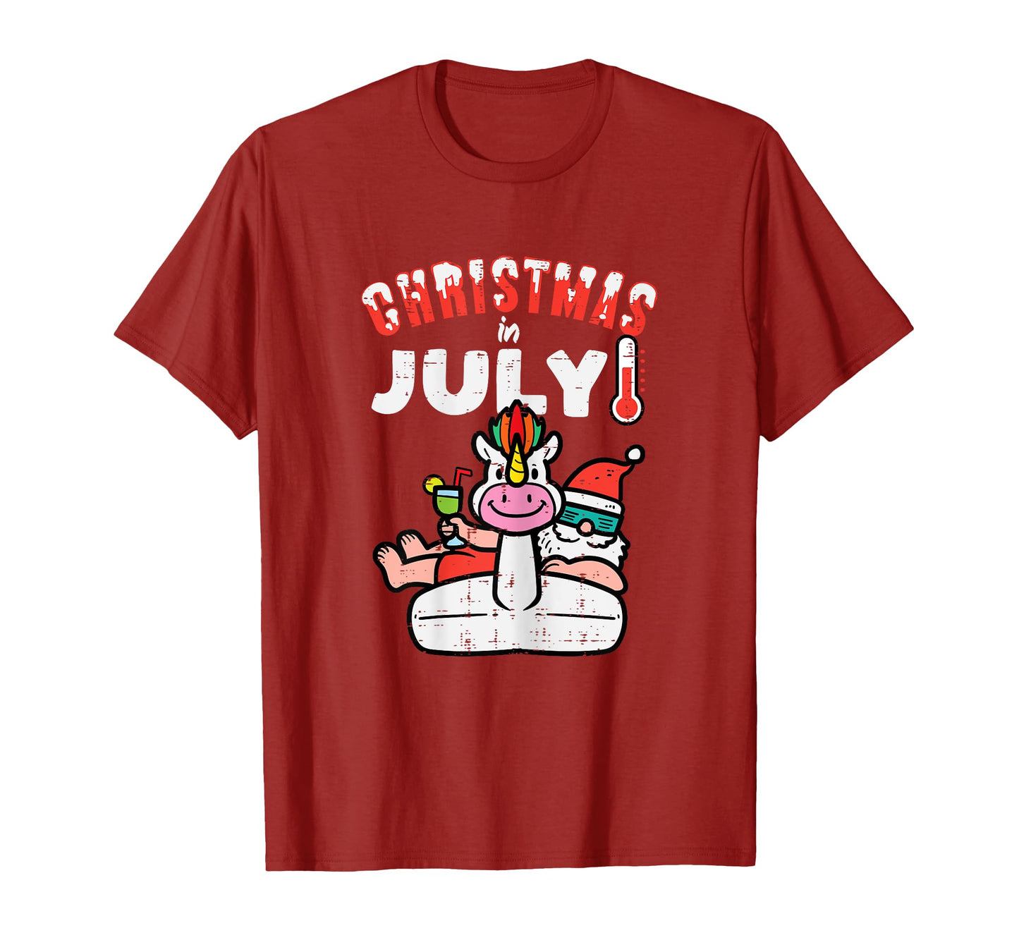 Christmas July Santa Unicorn Float Xmas Girls Kids Toddler T-Shirt