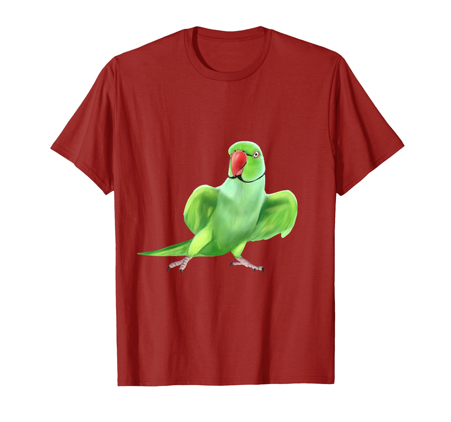 Birdy Birbs Indian Ringneck Parrot T-Shirt, Women's Unisex Adults, Black, Small, Short Sleeve, Cotton 60% Polyester 40%