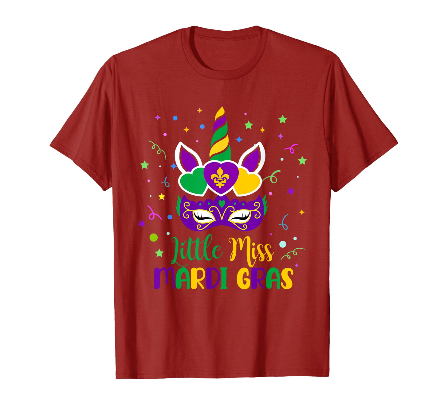 Little Miss Mardi Gras Carnival Unicorn For Toddler Girl Kid T-Shirt