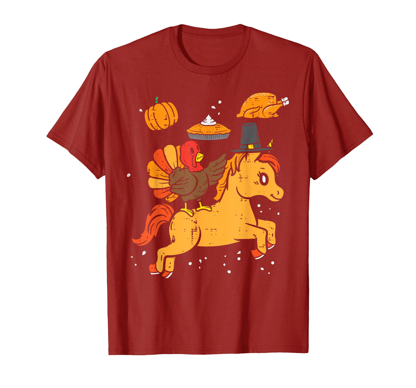 Turkey Ridin Unicorn Pumpkin Thanksgiving Toddler Girls Kids T-Shirt