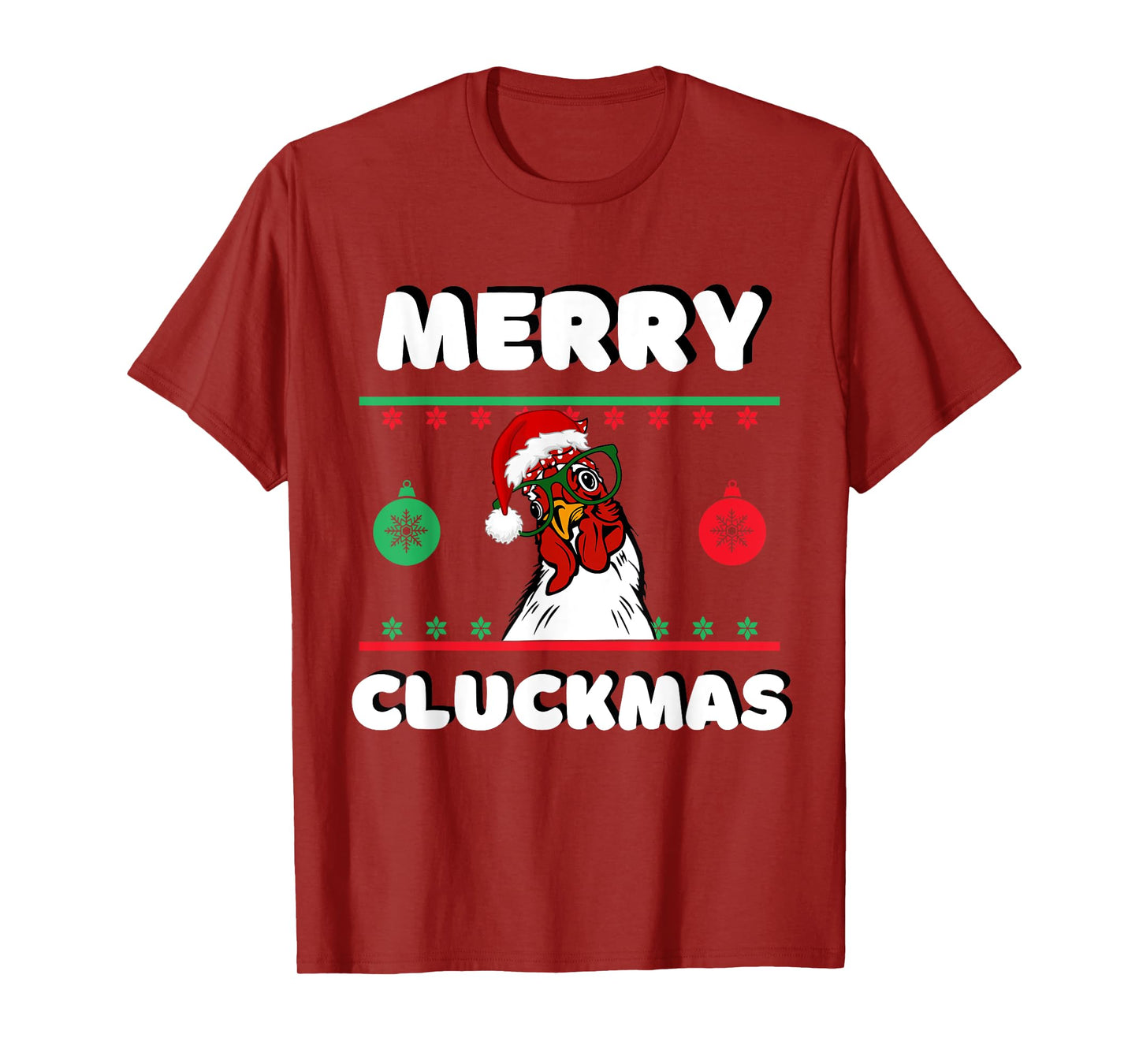 Merry Cluckmas Funny Chicken Christmas Retro Vintage T-Shirt