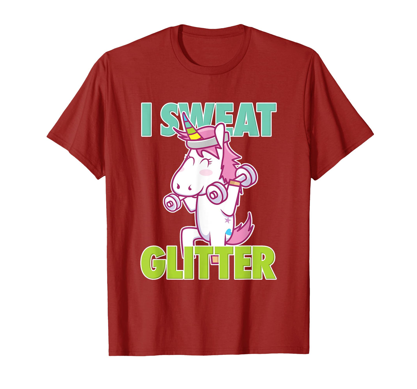 I Sweat Glitter Tee I Funny & Sassy Unicorn Workout Shirt T-Shirt