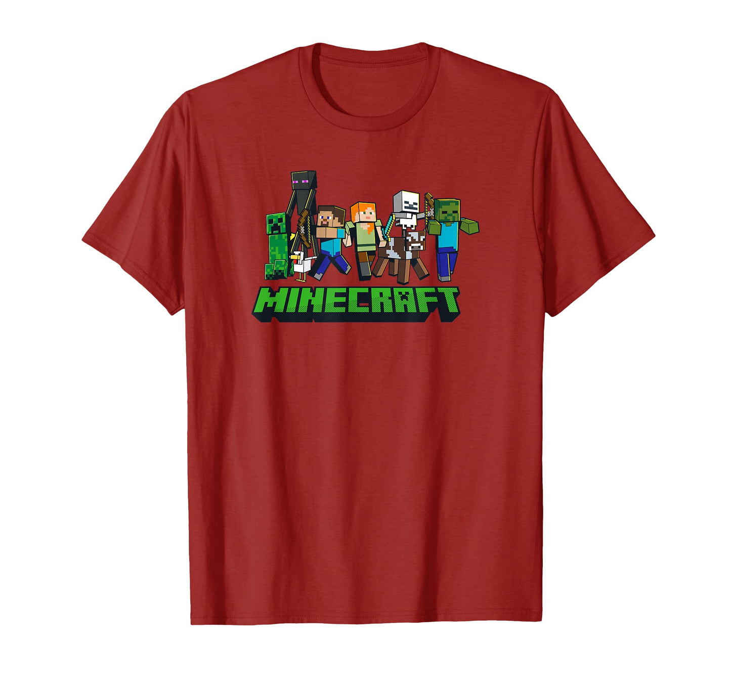 Minecraft Unisex-Adults Kids T-Shirt, Skeleton, Grey, Small, Short Sleeve, Crew Neck, Modern, Graphic Design, Lightweight