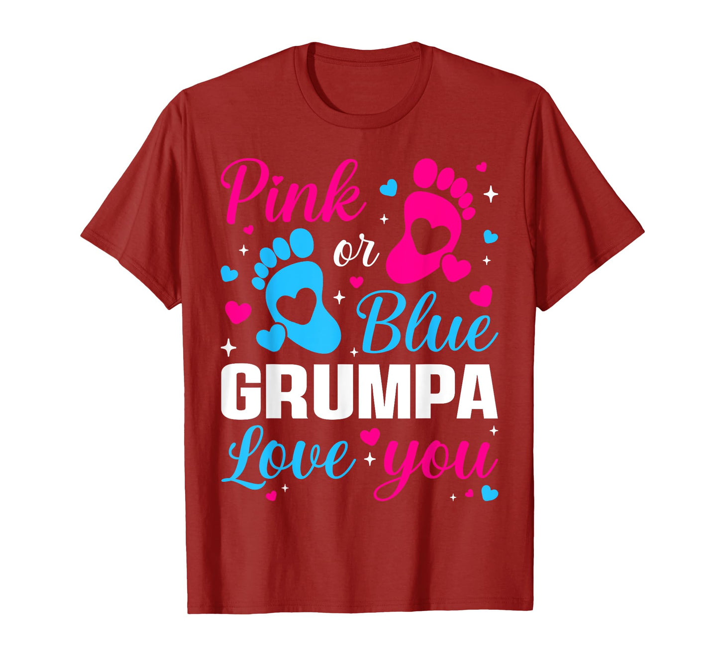 Gender Reveal Pink or Blue Grumpa Loves you Family T-Shirt