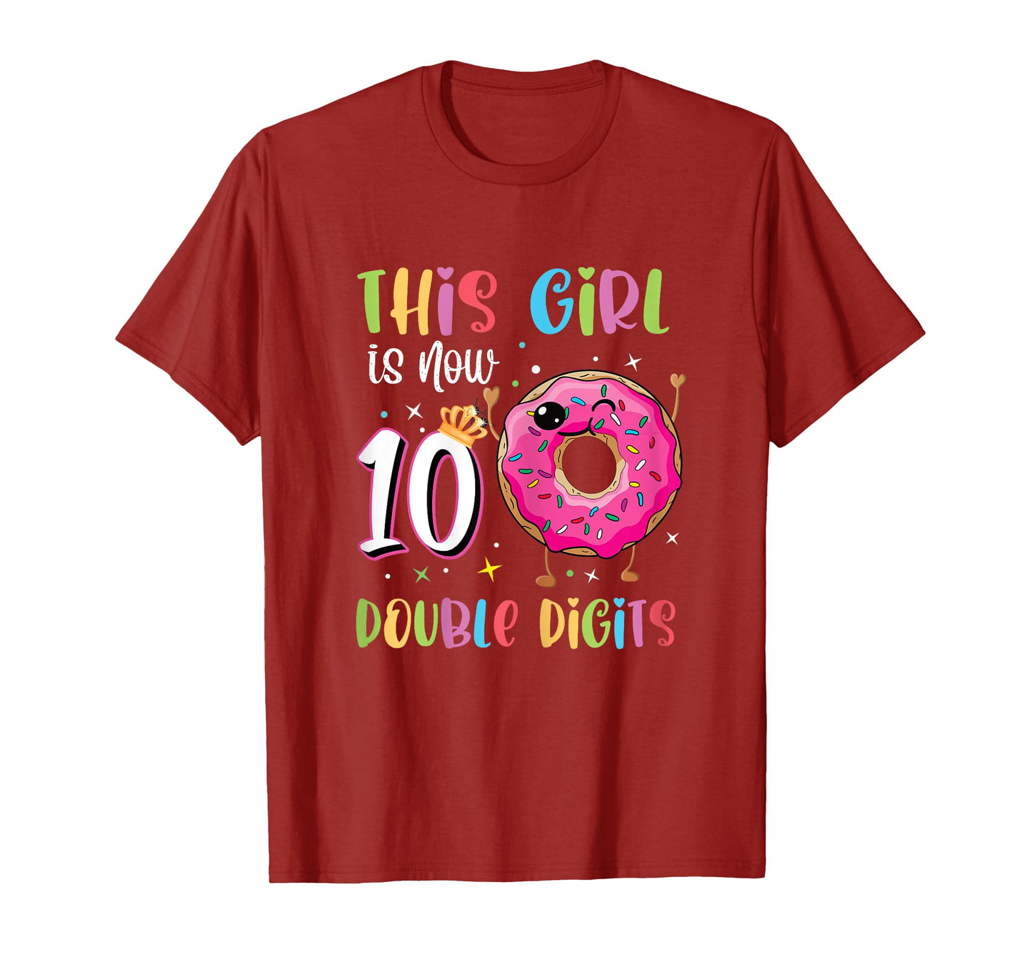 This Girl Is Now 10 Double Digits 10th birthday Donut T-Shirt
