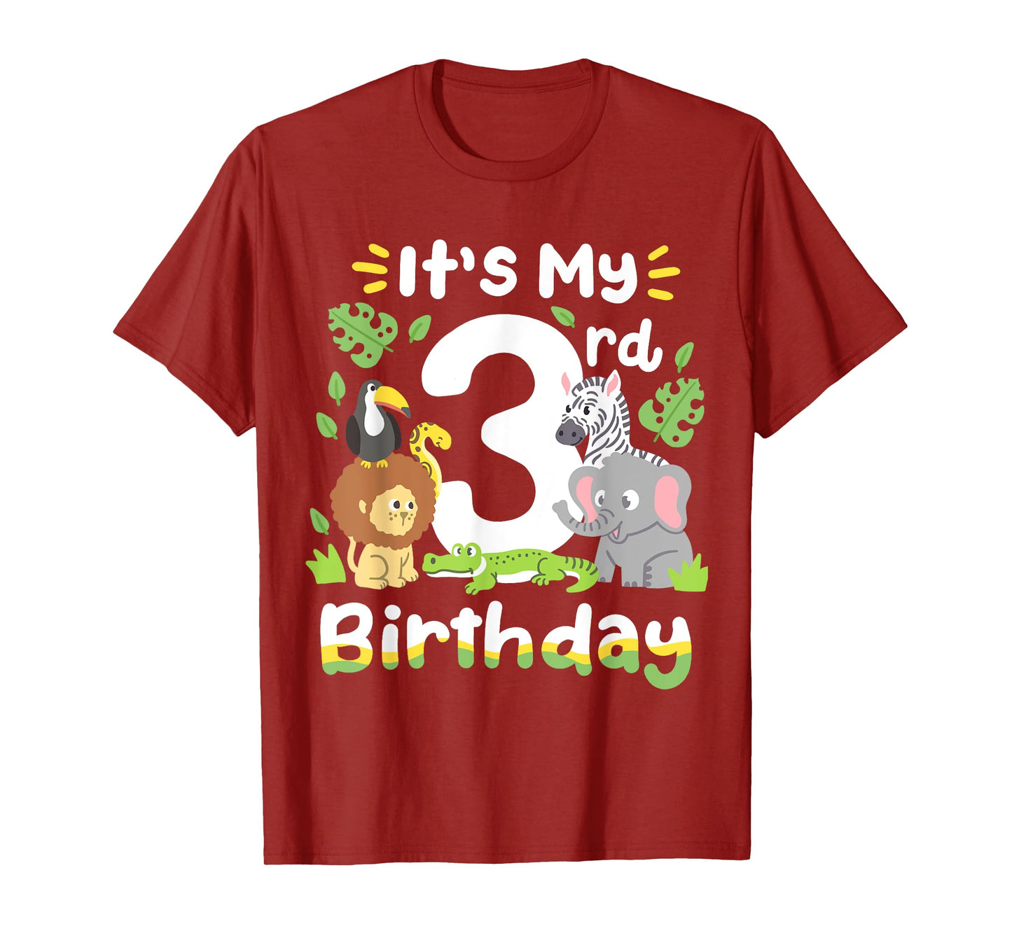 Jungle Safari 3rd Birthday Zoo Animal Three Years Old Kids T-Shirt