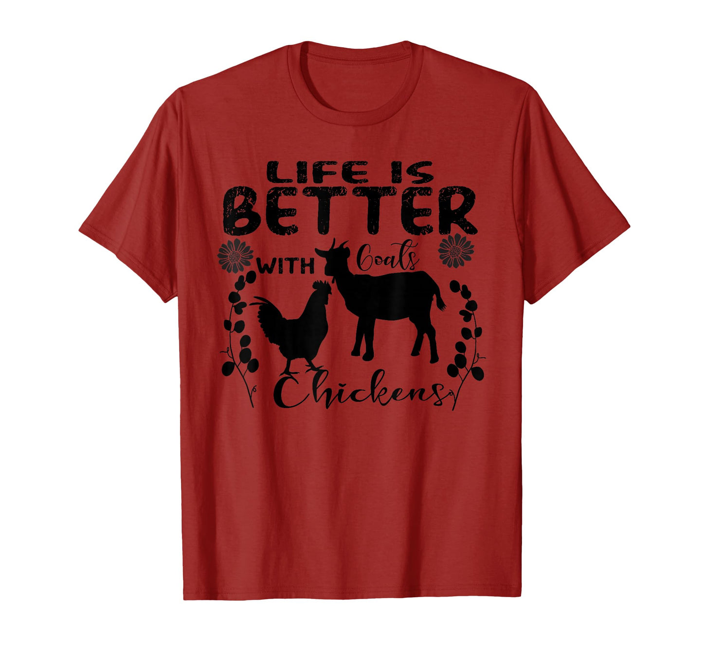 Life Is Better With goats chickens Vintage Farming Animals T-Shirt
