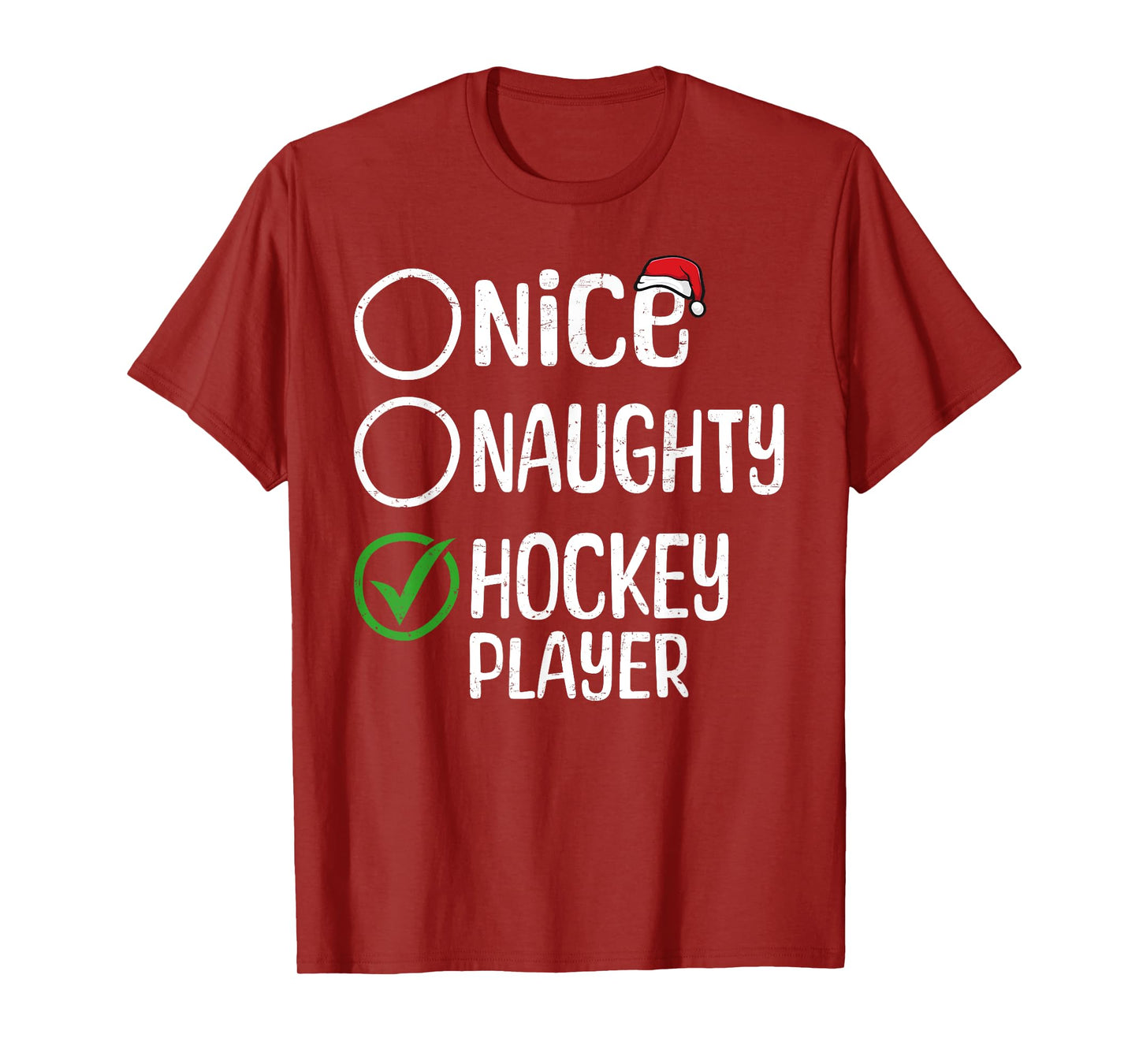 Merry Christmas Nice Naughty Hockey Player Xmas List Santa T-Shirt