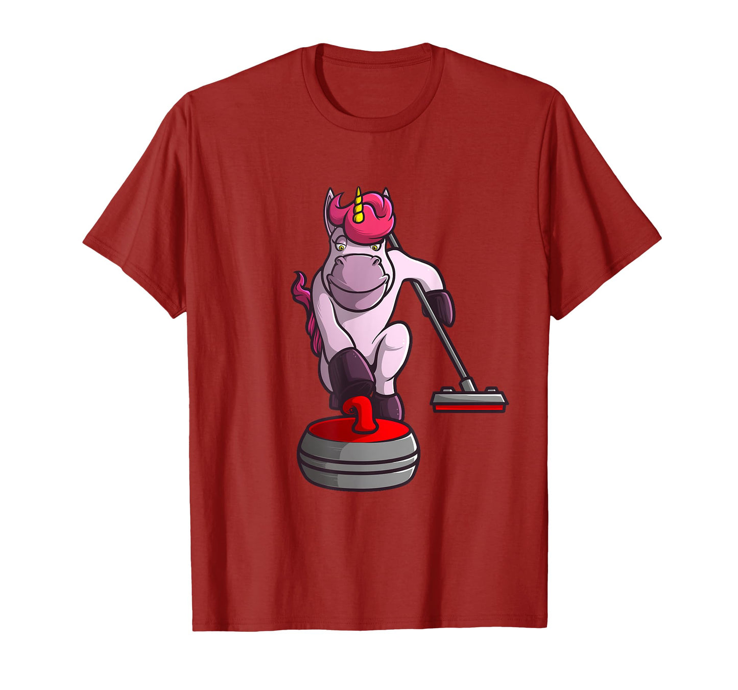 Funny Unicorn Curling Design For Men Women Curling Player T-Shirt