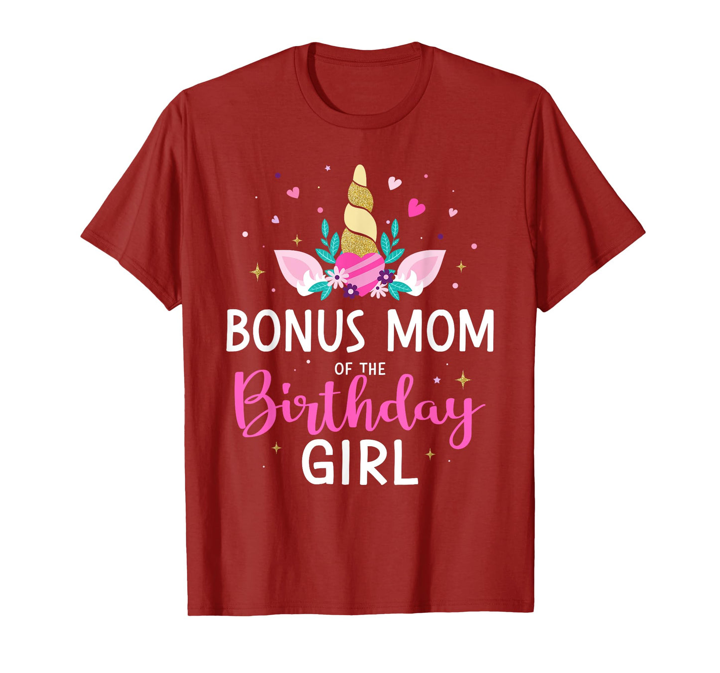Bonus mom of the birthday girl matching family unicorn party T-Shirt