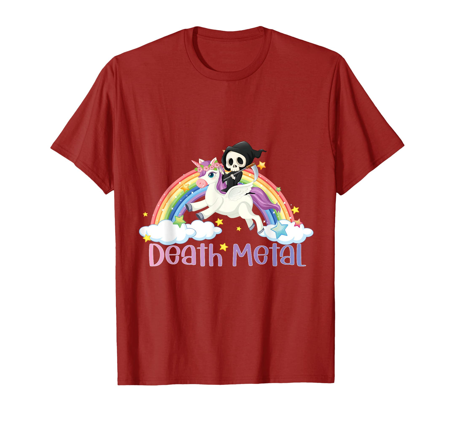 Grim Reaper Rainbow Colorful Stars Unicorn Death-Metal T-Shirt