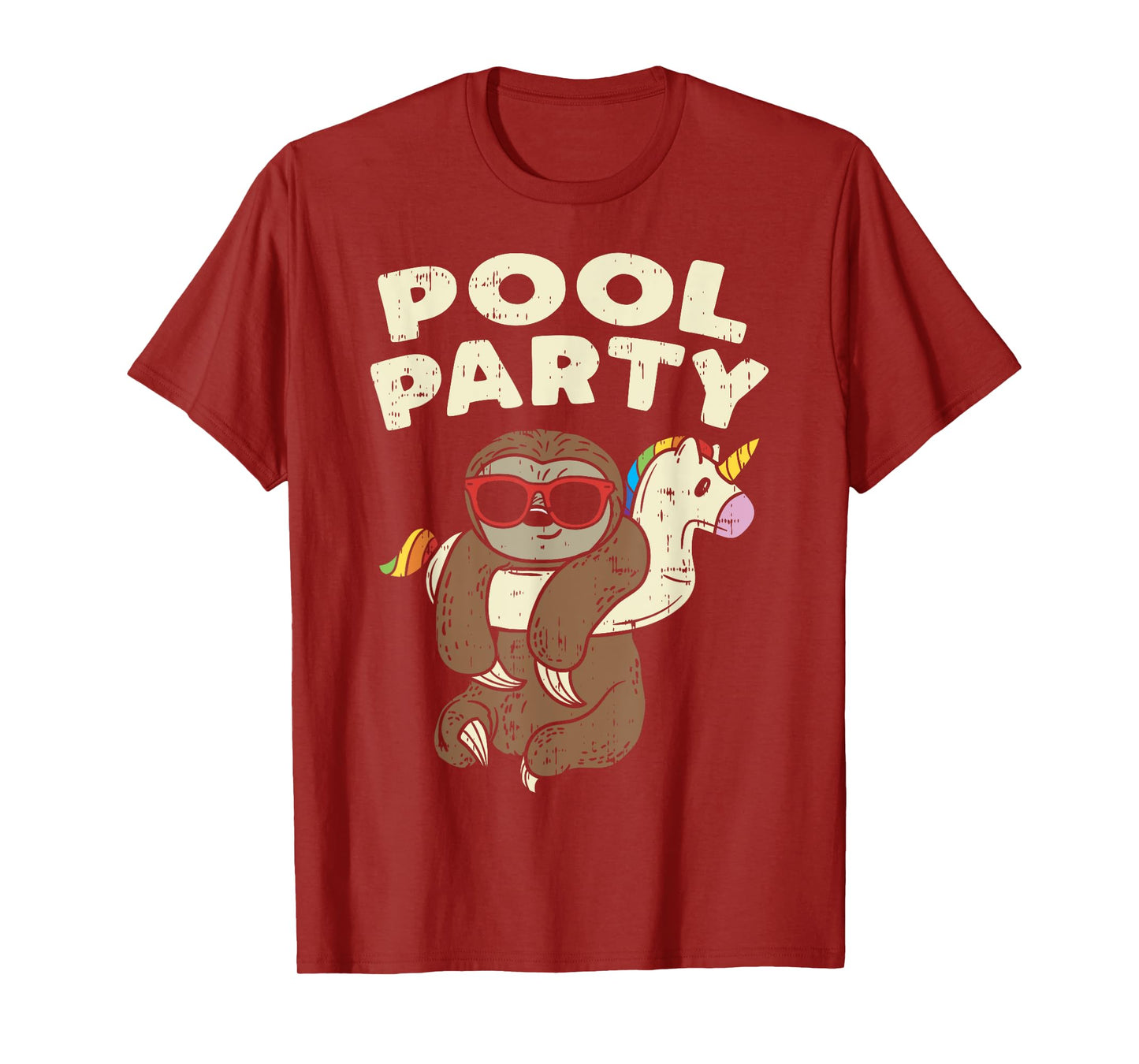 Pool Party Sloth Funny Animal Lover Birthday Party Kids Gift T-Shirt