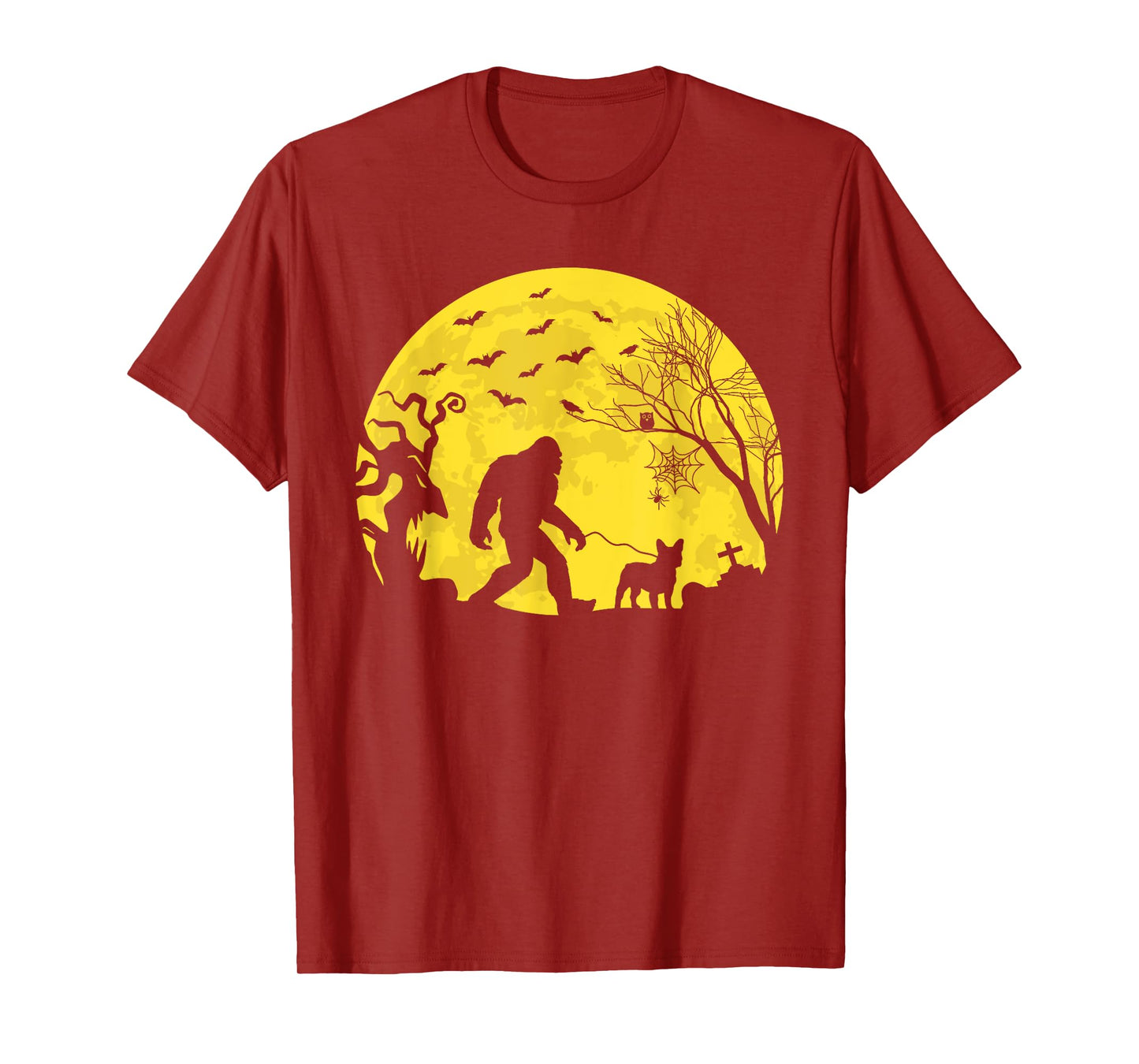 Halloween Bigfoot Walking French Bulldog T-Shirt