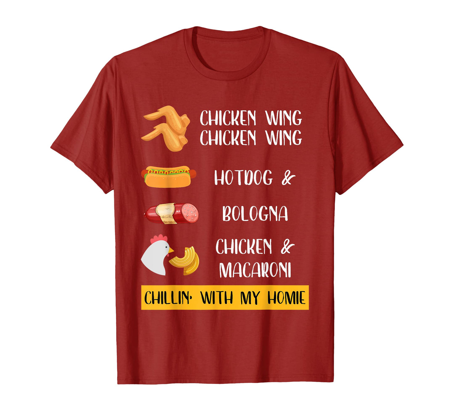 Chicken Wing Chicken Wing Hotdog and Bologna Shirt Kids, Men T-Shirt