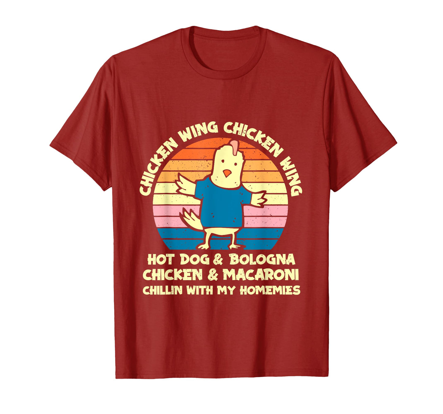 Funny Chicken Wing Song Lyric Hot Dog Bologna Macaroni Kids T-Shirt