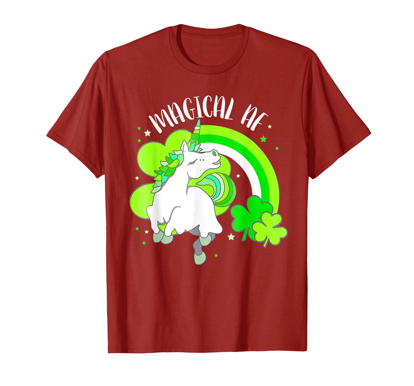 Funny Unicorn Shamrock Rainbow Magical AF St Patricks Day T-Shirt