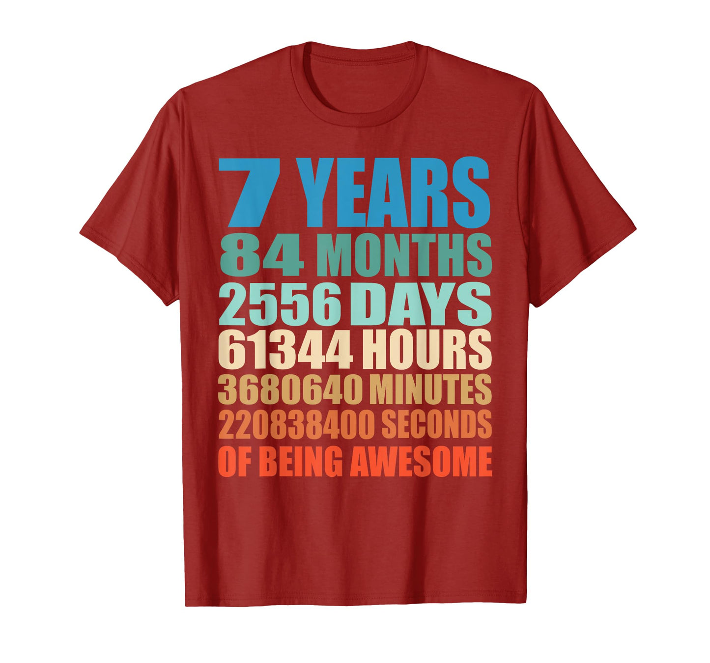 7 Years Old 7th Birthday Vintage Retro T-Shirt 84 Months T-Shirt