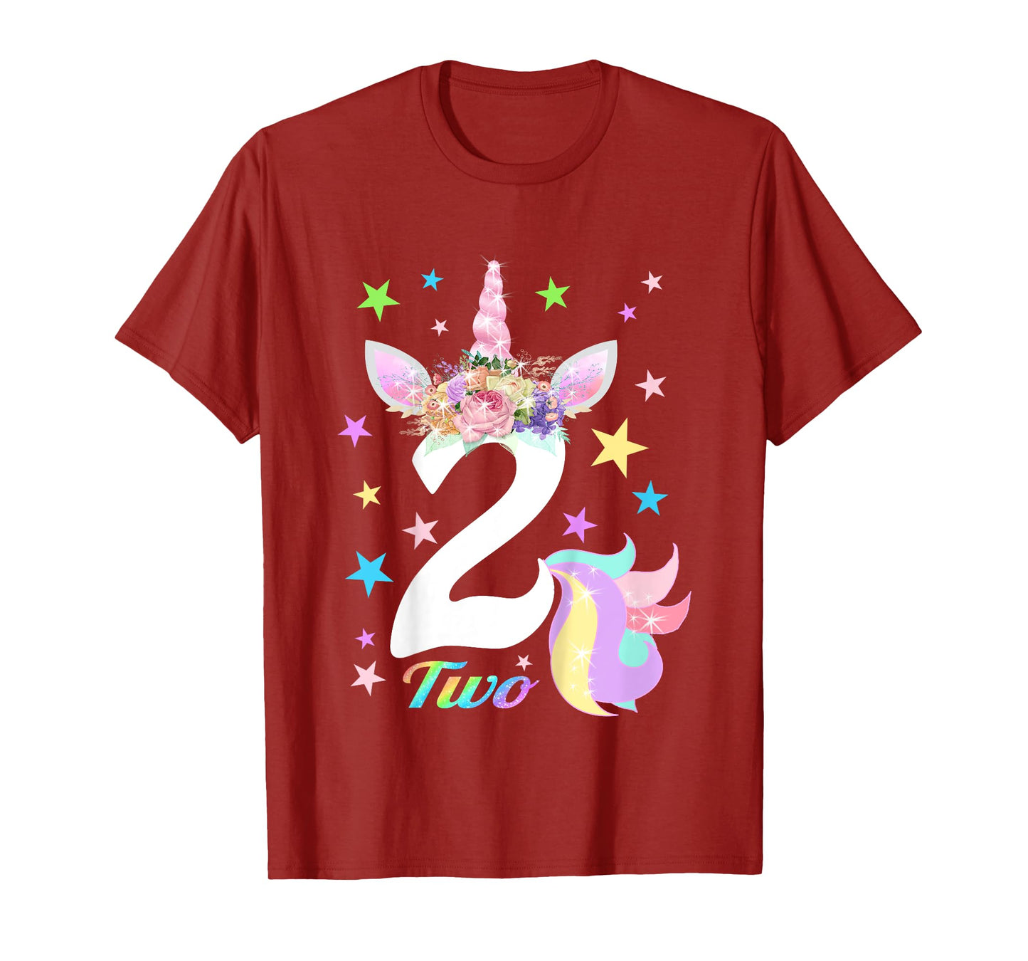Number 2 (Two) Unicorn 2nd Birthday Shirt for 2 Year Old T-Shirt