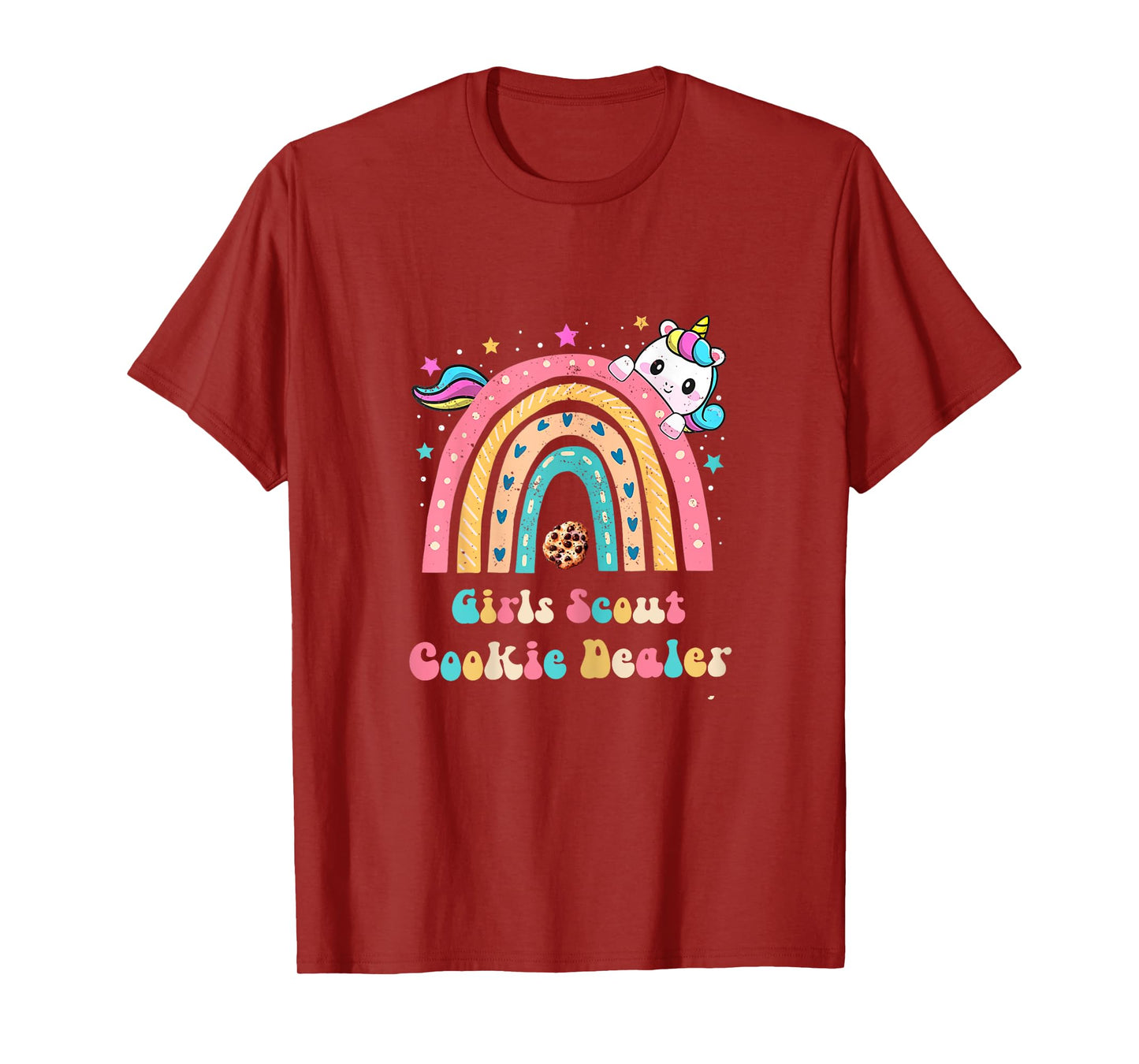 Scouts for Girls Cookie Dealer : Rainbow and Unicorn Design T-Shirt