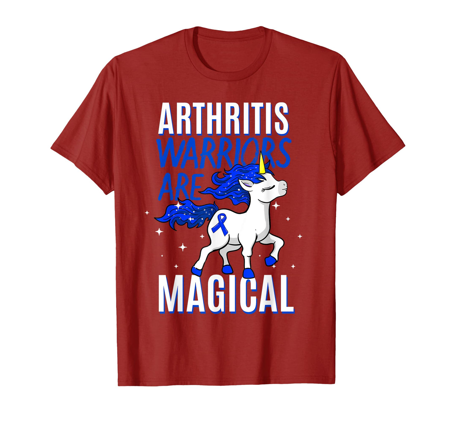 Arthritis Warrior Magical Unicorn Blue Ribbon Inflammation T-Shirt