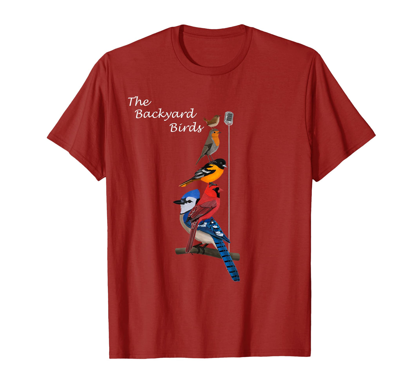 The Backyard Birds Blue Jay Cardinal Wren Bird Birdwatcher T-Shirt