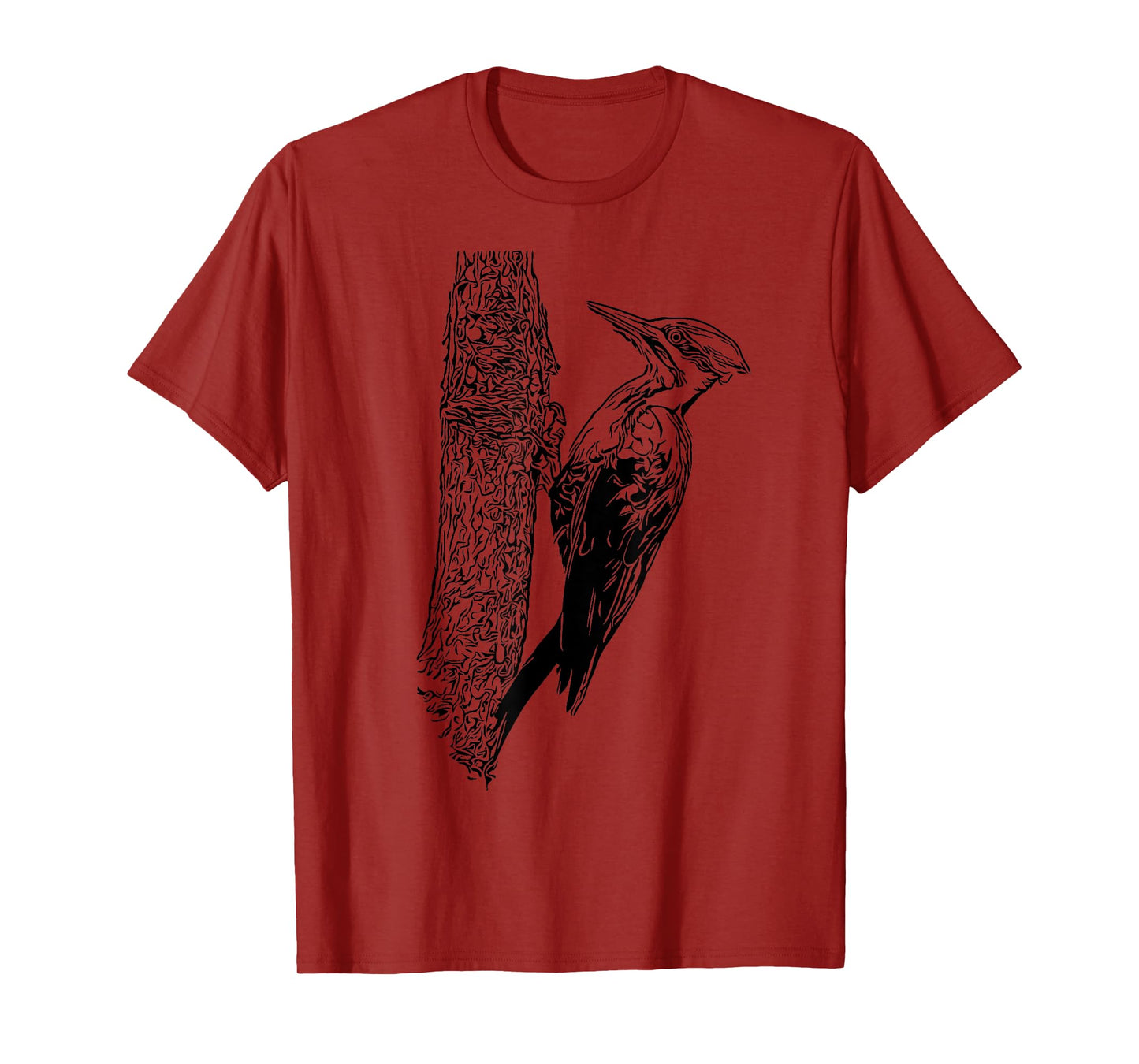 Minimalist Bird Tees Pileated Woodpecker Graphic T-Shirt - Unisex Adult - Blue, Black - Small - Crew Neck - Short Sleeve