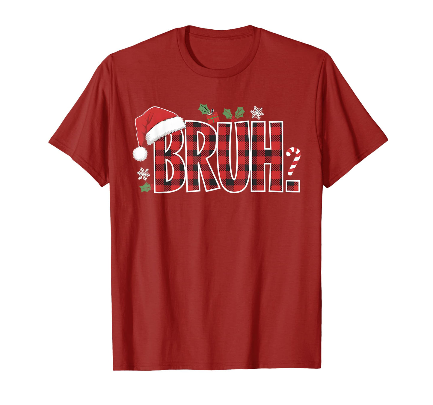 Bruh Christmas Plaid Gifts For Teens Boys Kids Xmas Pajamas T-Shirt