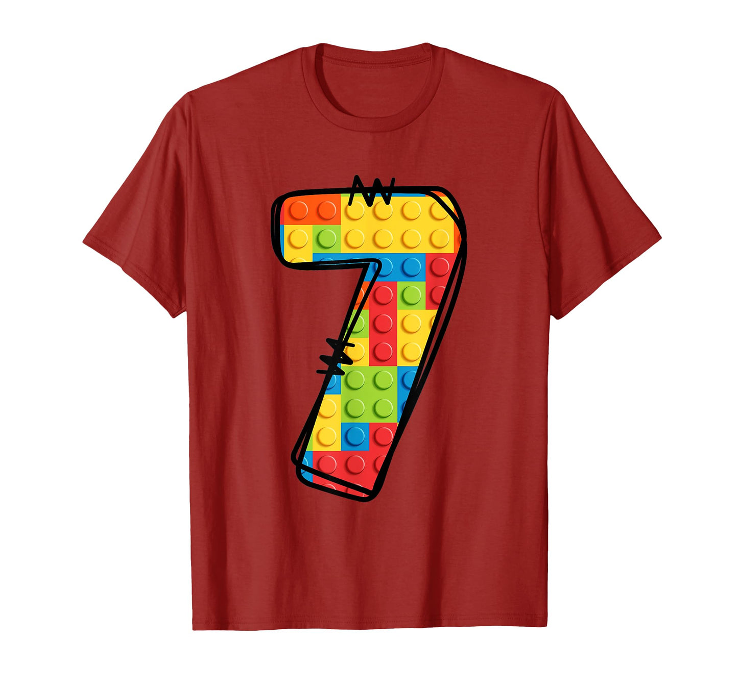 7 Year Old Blocks Building Master Builder 7th Birthday T-Shirt