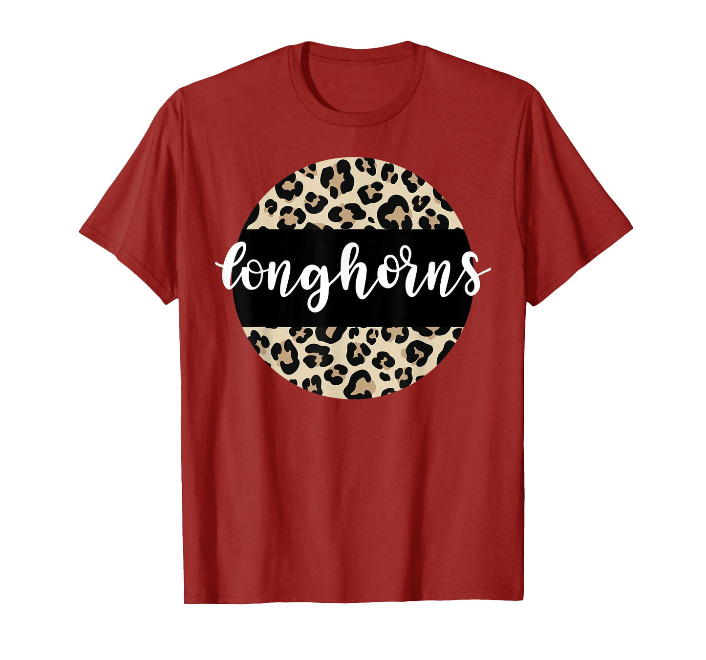 Leopard Print Longhorns Team Mascot School Spirit Game Night T-Shirt