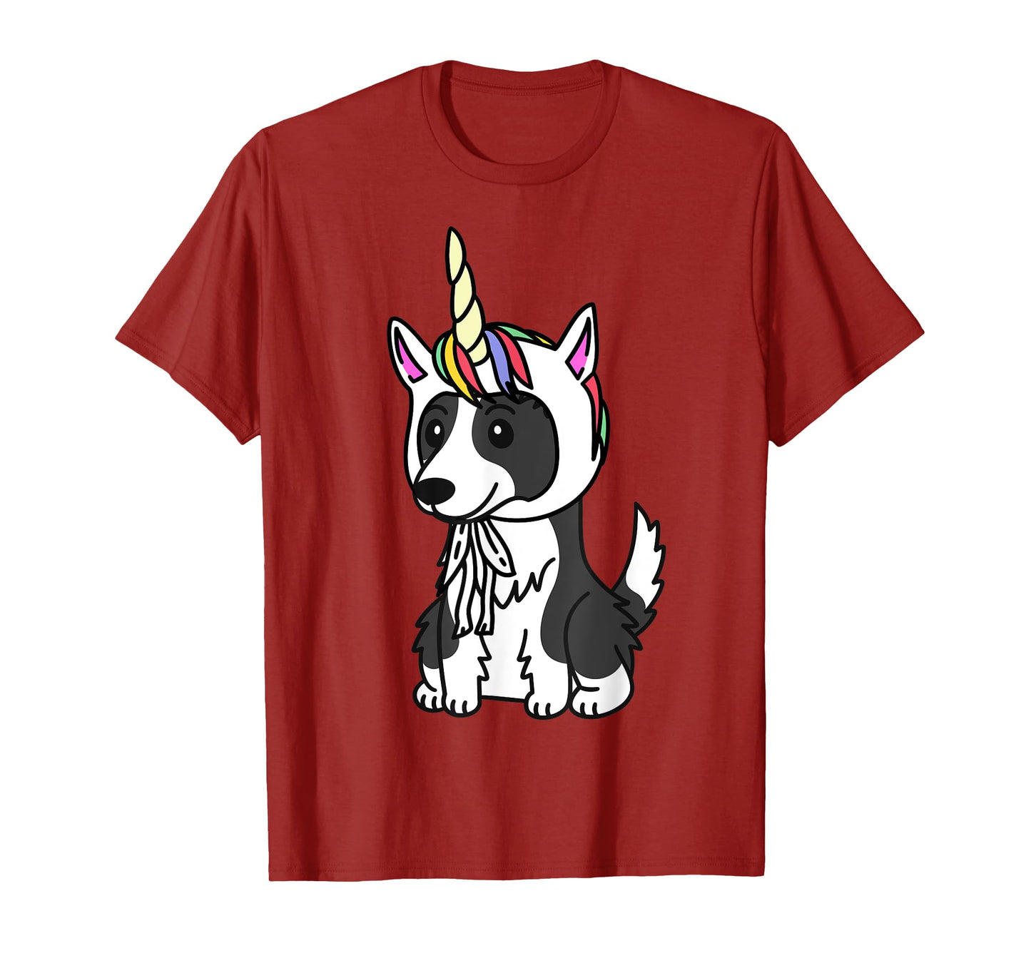 Unicorn Hat Border Collie Funny Dog Men Women Kids T-Shirt