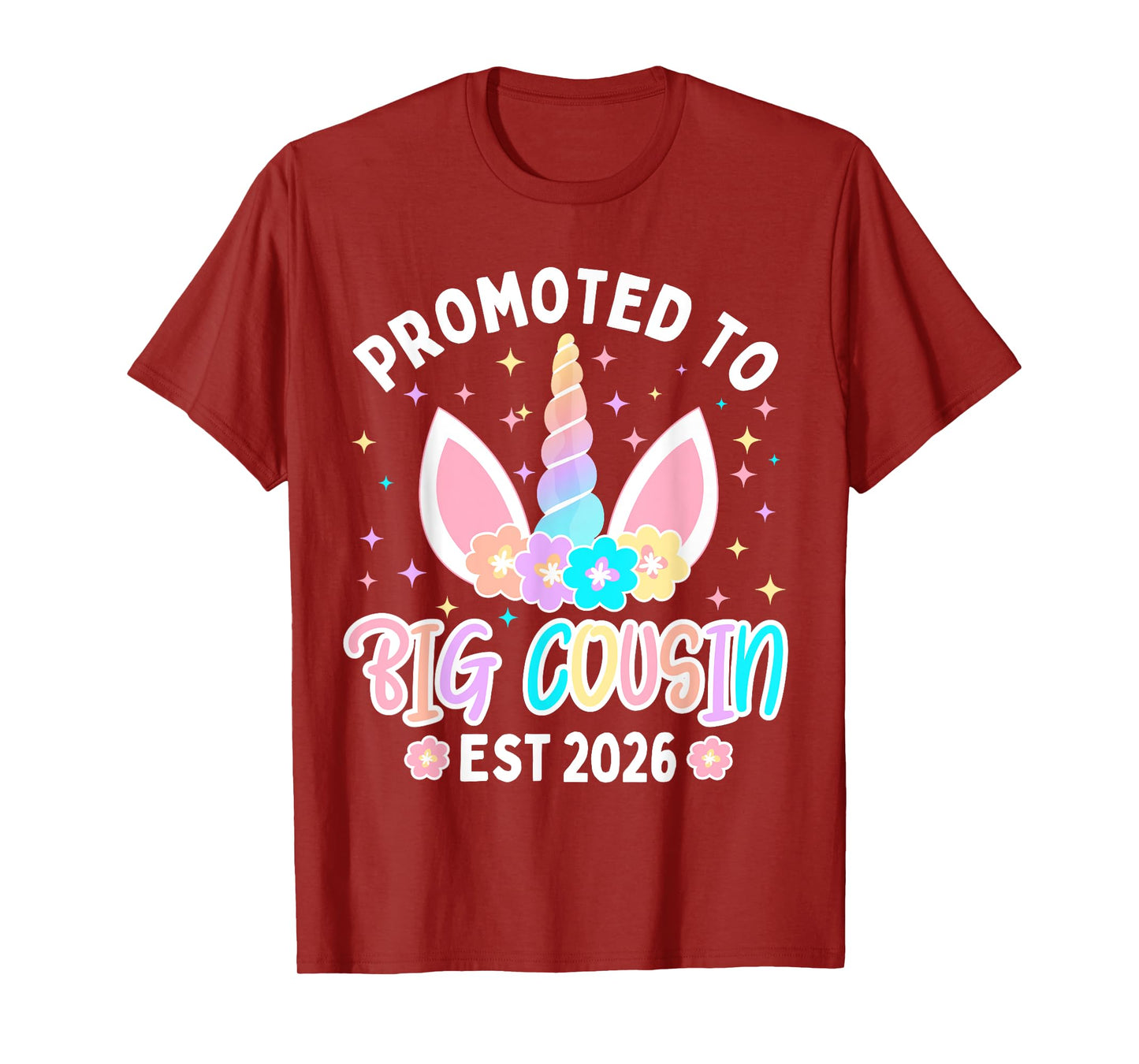 Promoted to Big Cousin 2026 Flower Unicorn Toddler Girls T-Shirt