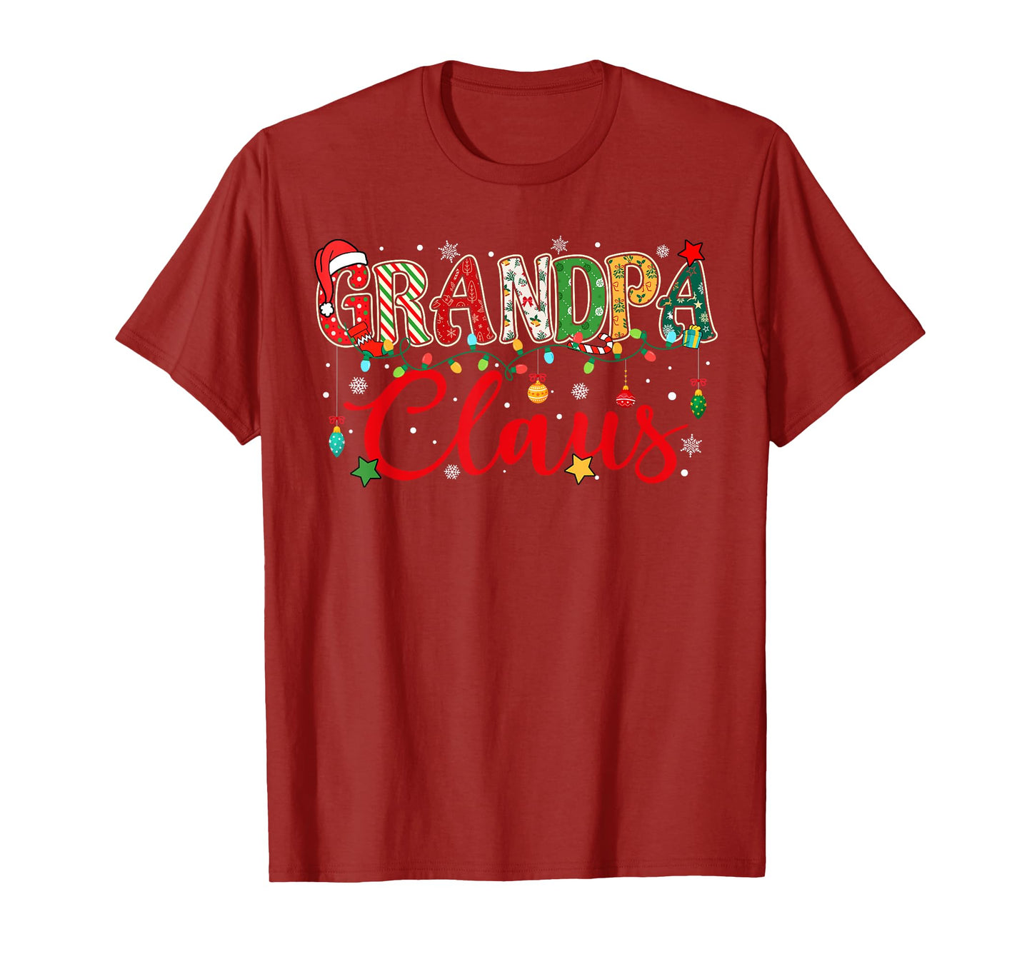 Grandpa Claus Christmas Lights Pajama Family Matching Men T-Shirt