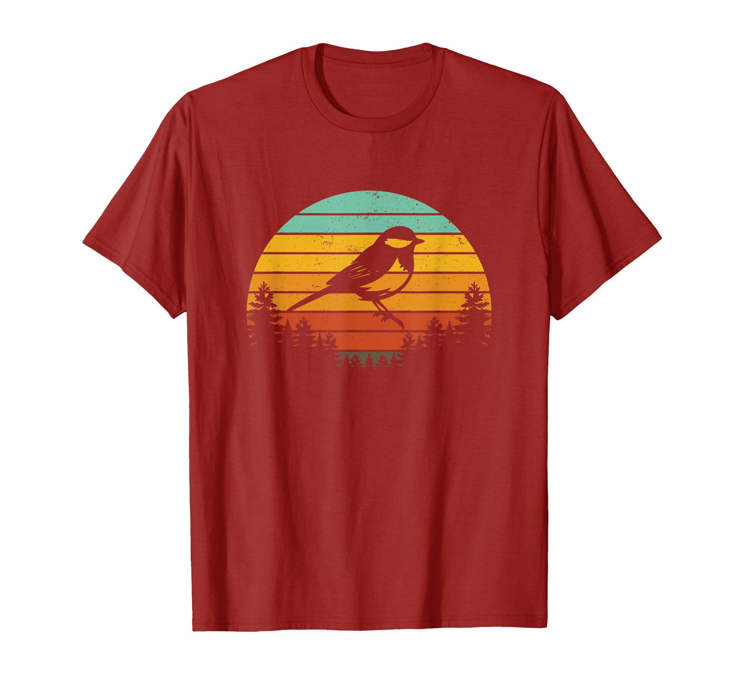 Chickadee Bird Silhouette Retro Vintage Art Design T-Shirt