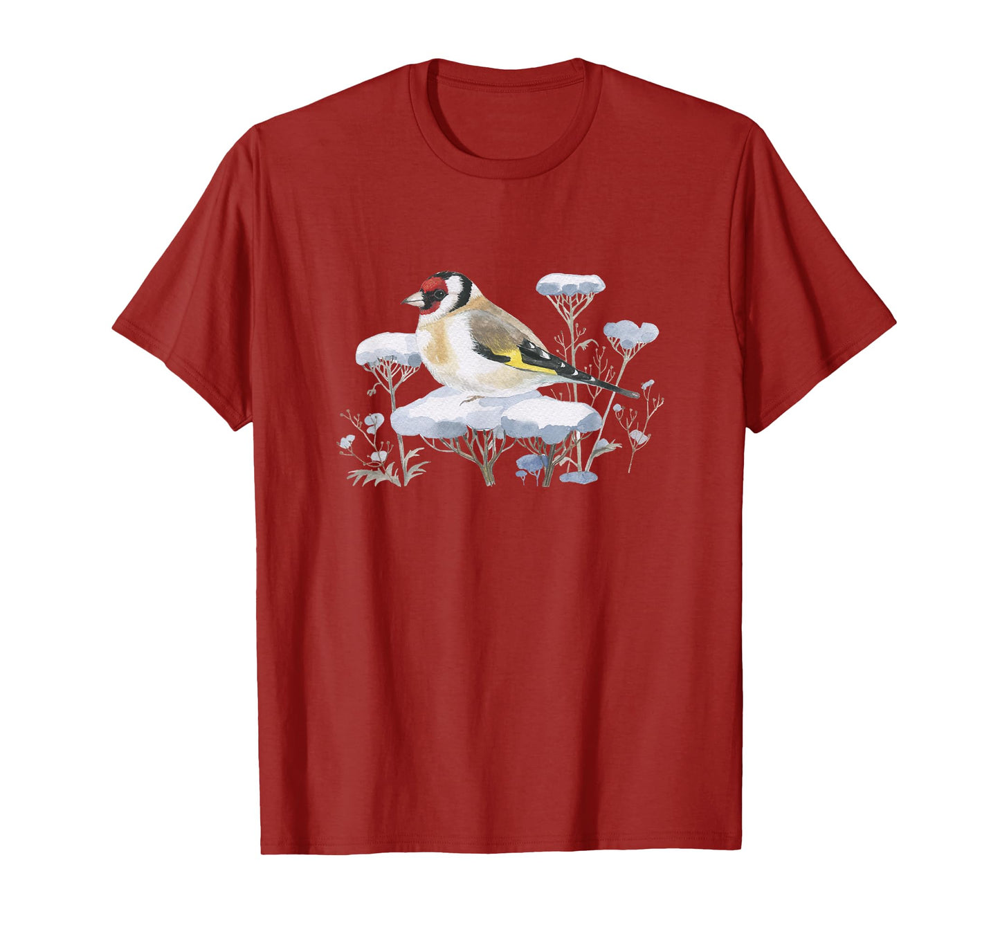 Garden Birds Thistlefink in the Snow Forest Drawing Bird T-Shirt
