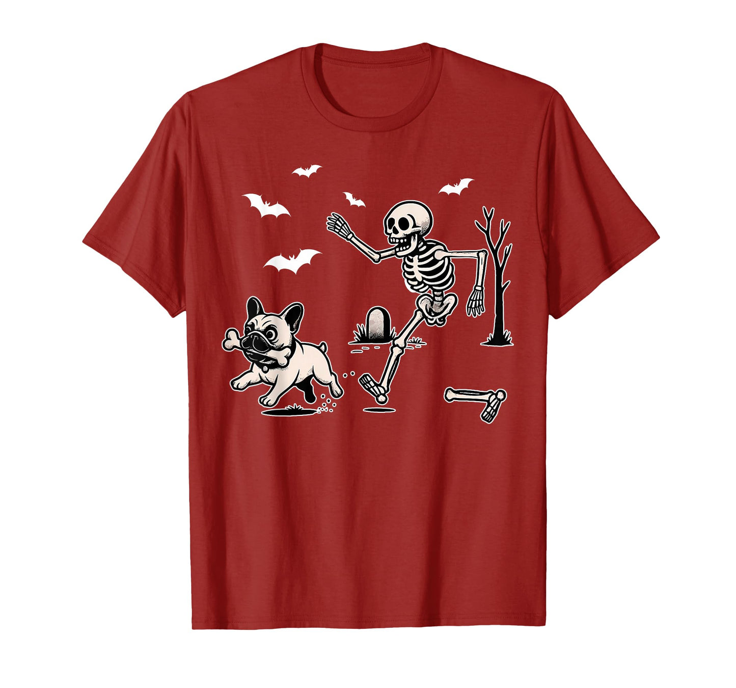 Funny Halloween French Bulldog Skeleton Spooky Men Women Kid T-Shirt
