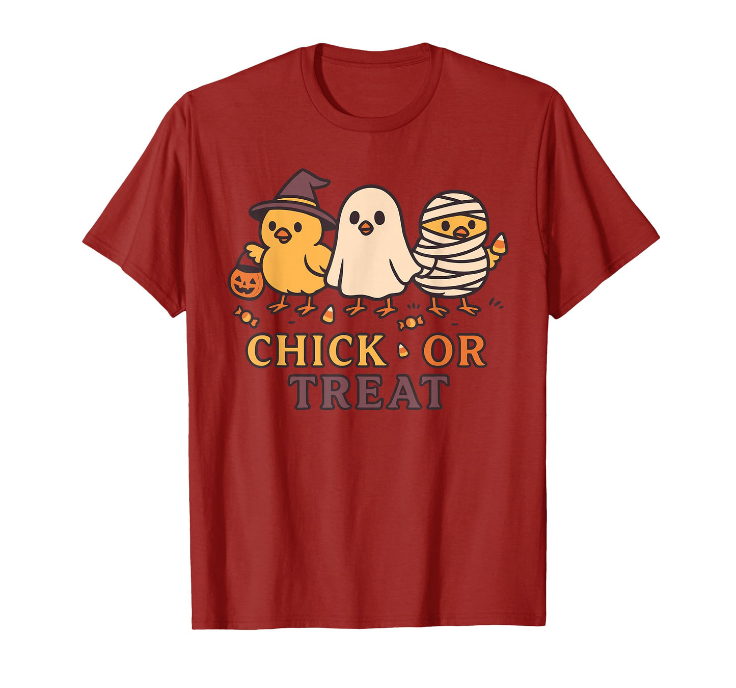 Chick or Treat Spooky Ghost Witch Mummy Chicken Costume T-Shirt
