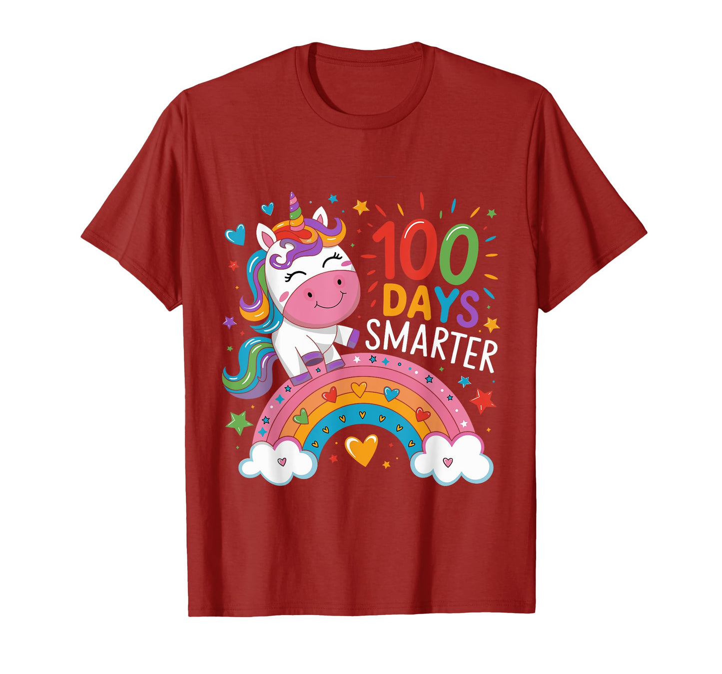 100 Days Smarter Rainbow Unicorn 100th Day of School T-Shirt