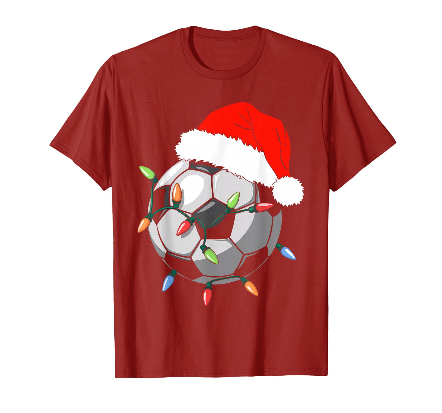 Santa Soccer Ball Shirt Men Youth Boys Christmas Pajamas T-Shirt