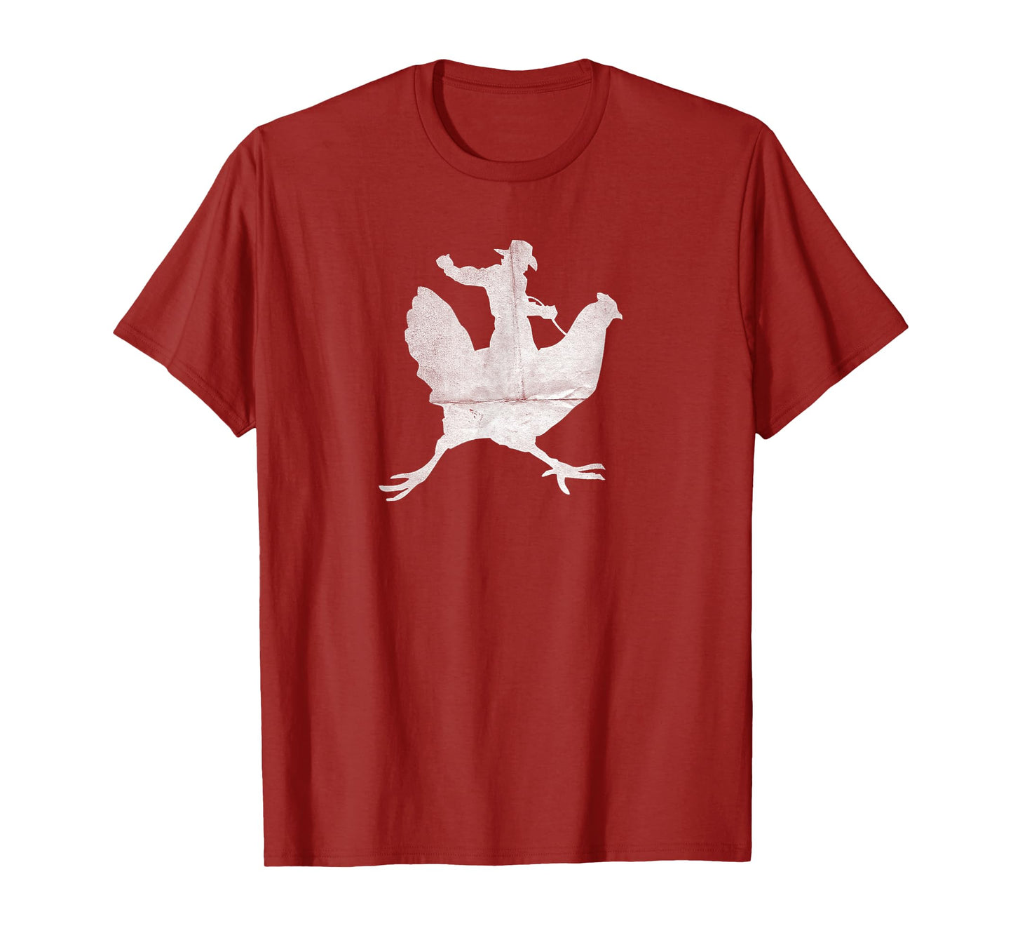 Cowboy Riding a Chicken Distressed T-Shirt