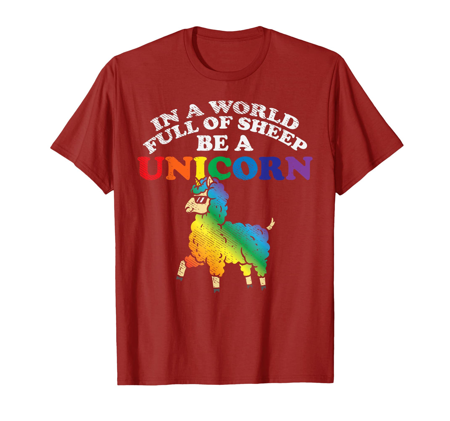 World Full Sheep Be Unicorn Rainbow Gay Pride Flag LGBT Gift T-Shirt