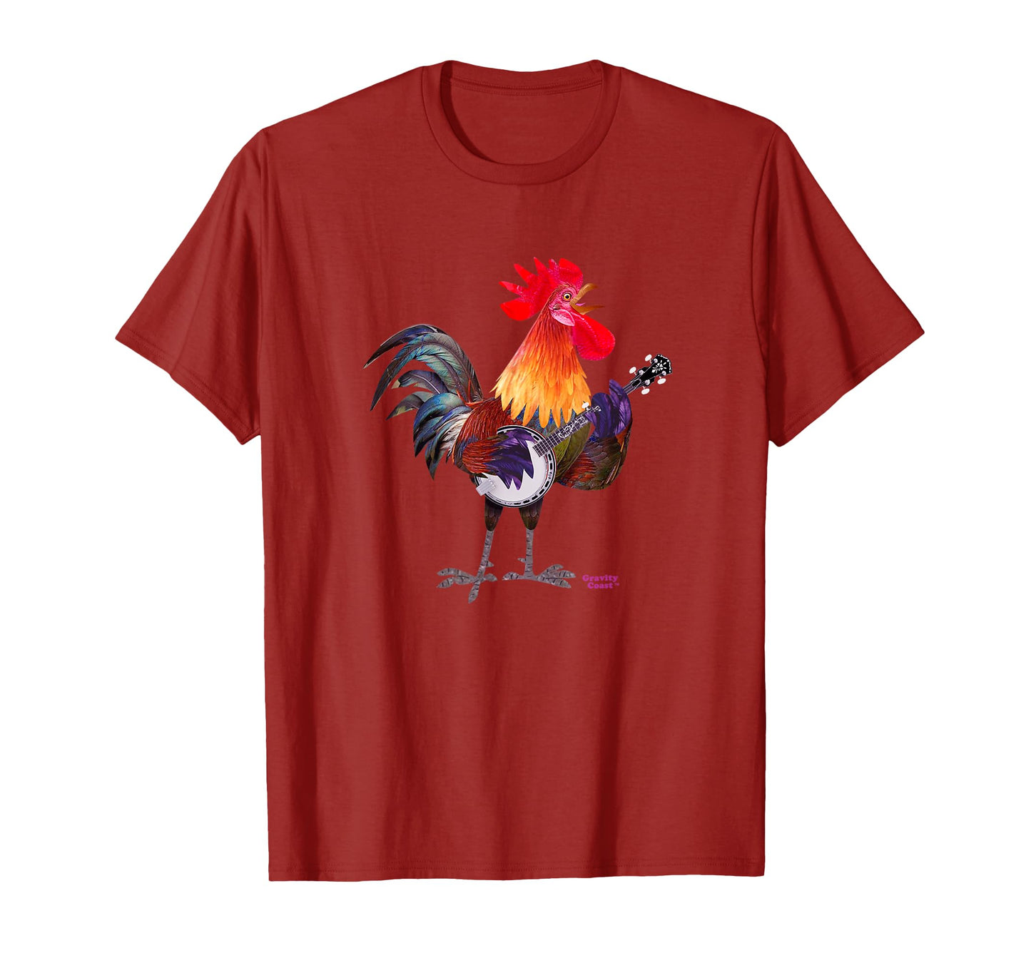 Rooster Playing Banjo on Fleck For Bluegrass Fans Musicians T-Shirt
