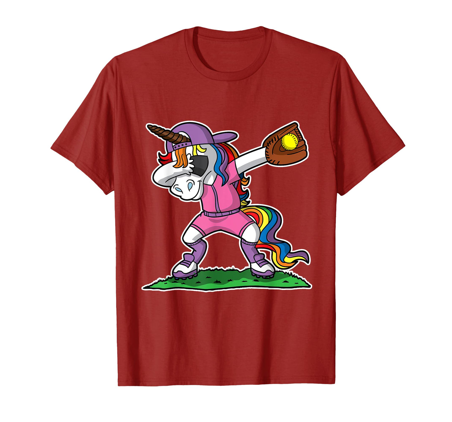 Dabbing Unicorn Softball Girls Women Kids Youth Toddler Teen T-Shirt