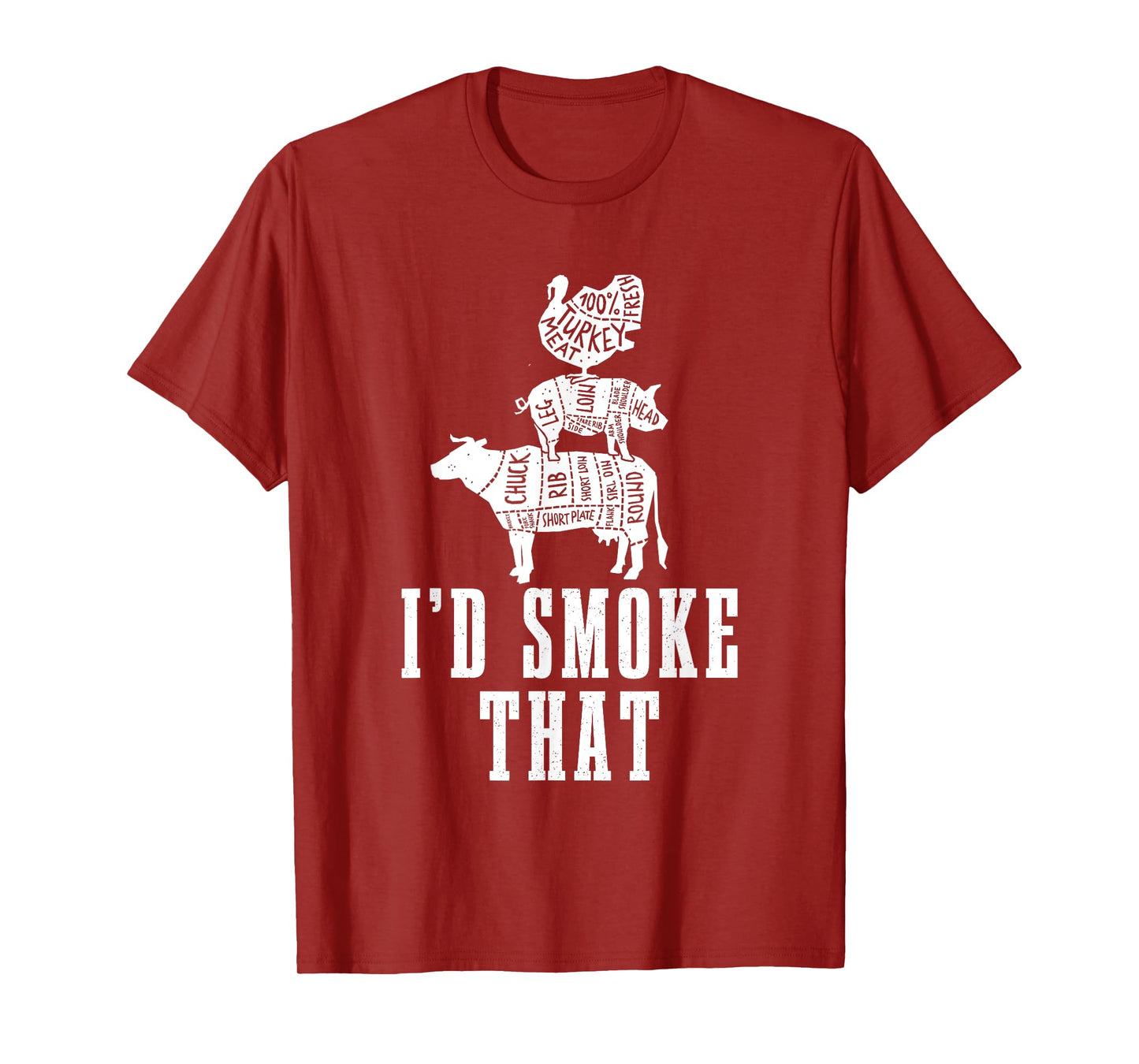 Id Smoke That Mens Cow Pig Turkey Vintage Distressed Smoker T-Shirt
