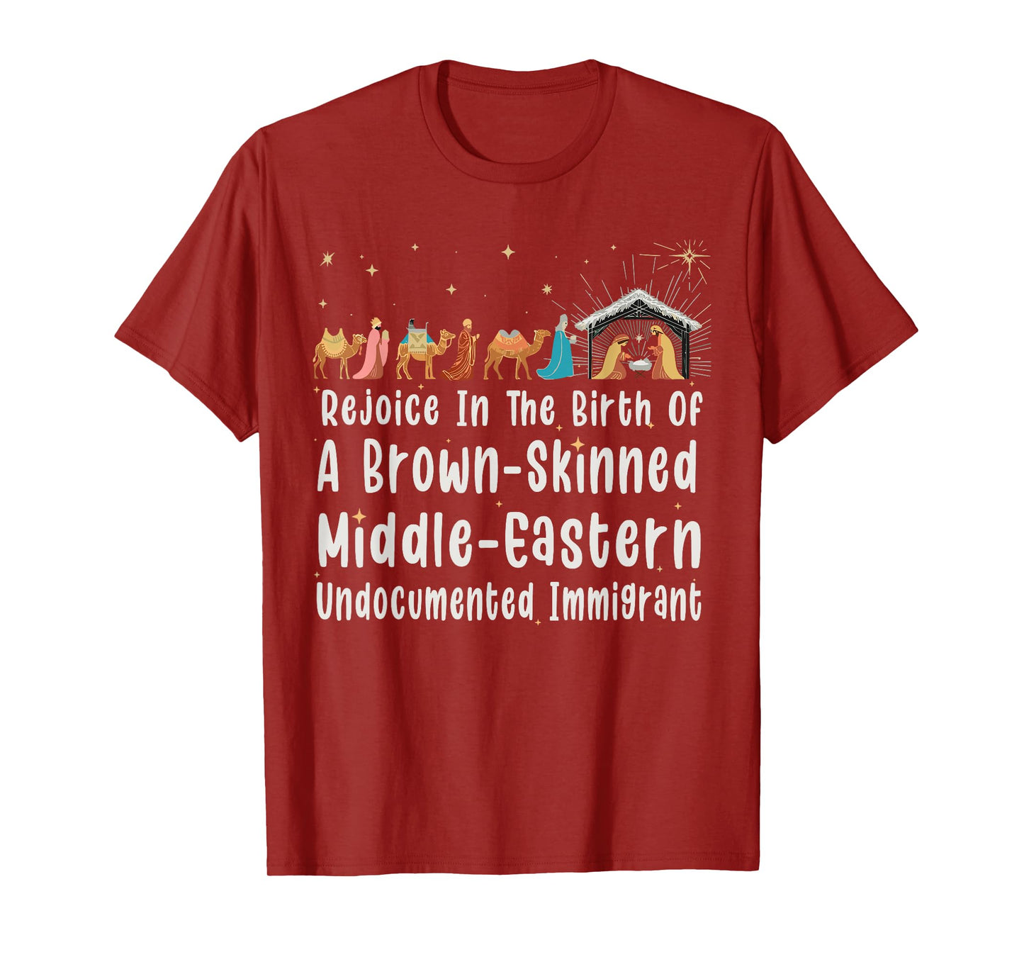 Rejoice In The Birth Of A Brown Skinned Christmas Jesus Xmas T-Shirt