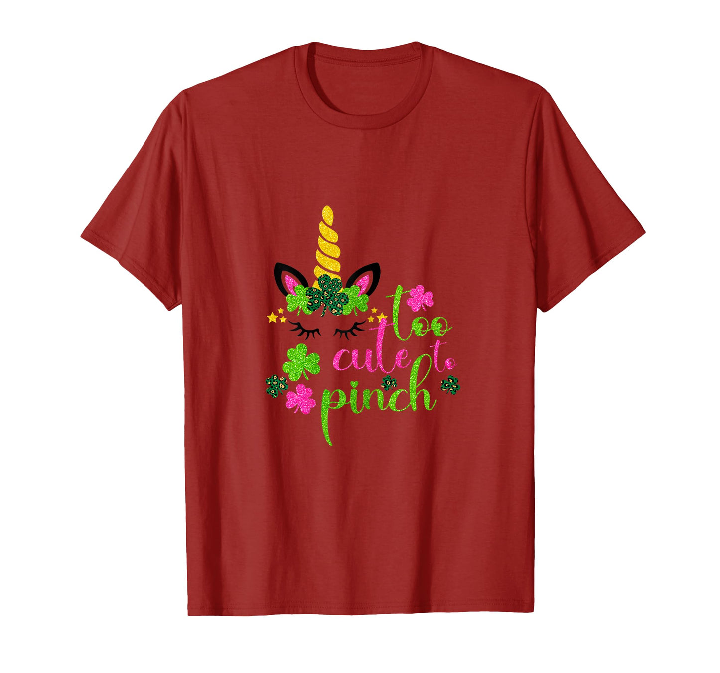 St Patricks Day Girls Kids Toddler Too Cute To Pinch Unicorn T-Shirt